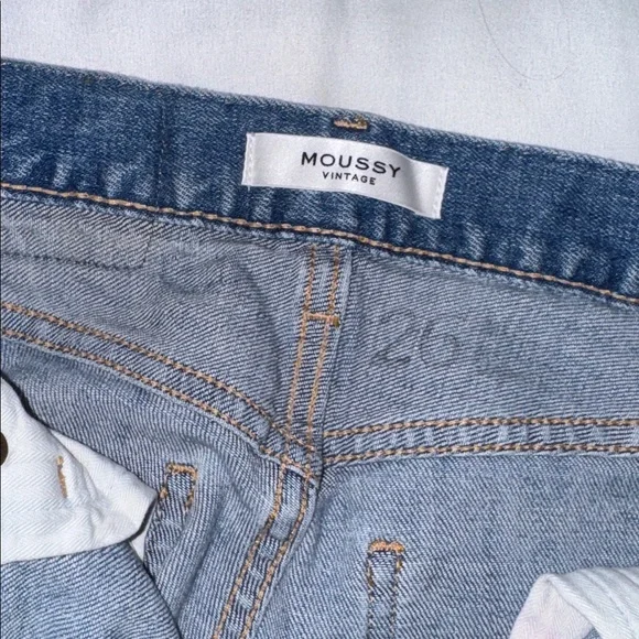 Moussy Vintage Blue Denim with Tan Patch- Like New